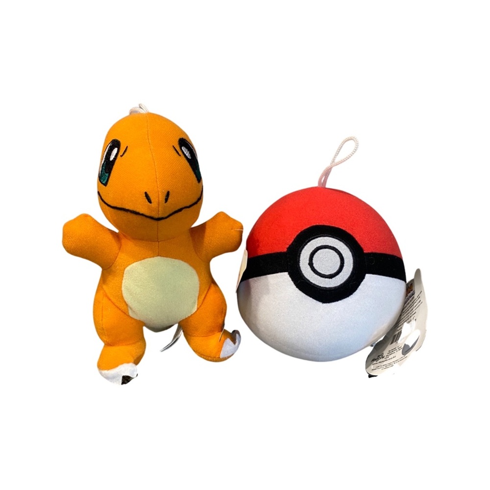 Set of 2 pokemon plush, Pokeball and Charmander